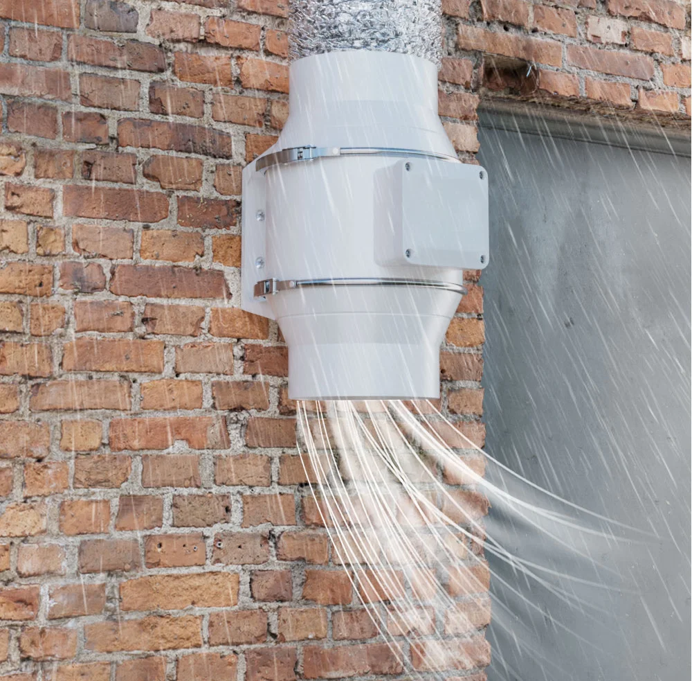 In-line duct fan 12 inch optional AC EC motor non-corrosive housing high voltage low noise energy saving