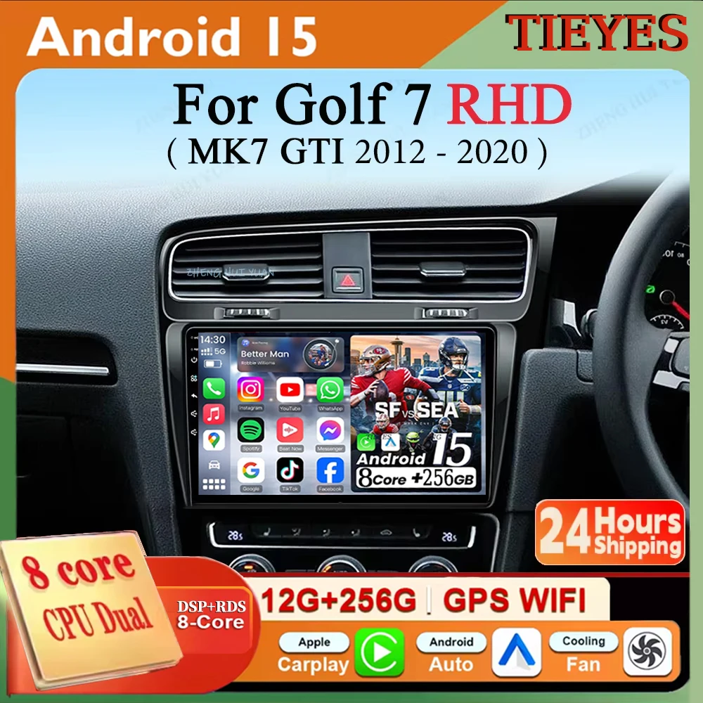 أندرويد 15 ل Volkswagen VW Golf 7 MK7 GTI 2012 2013 -2020 Carplay Auto 2K شاشة راديو السيارة مشغل وسائط متعددة WIFI 4G DSP RDS D #1