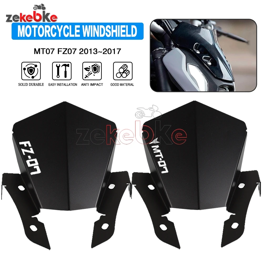 

MT-07 FZ-07 Motorcycle Accessories Sport Screen Windshield Deflector Windscreen Airflow Wind For YAMAHA MT 07 FZ07 2013-2018