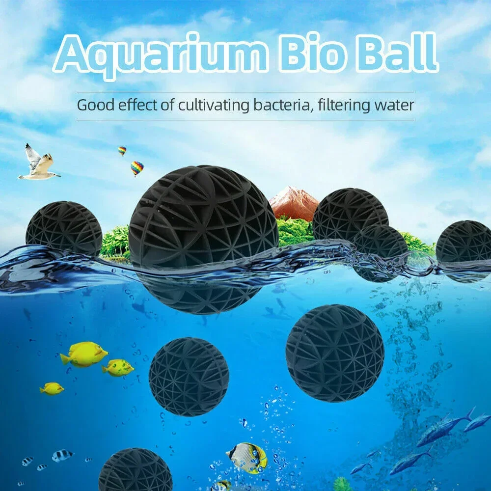 50PCS 26mm Aquarium Bio Balls Filter Media Fish Tank Pond Water Bioballs  Filter Impurities Remove Toxic Bio Filter Balls