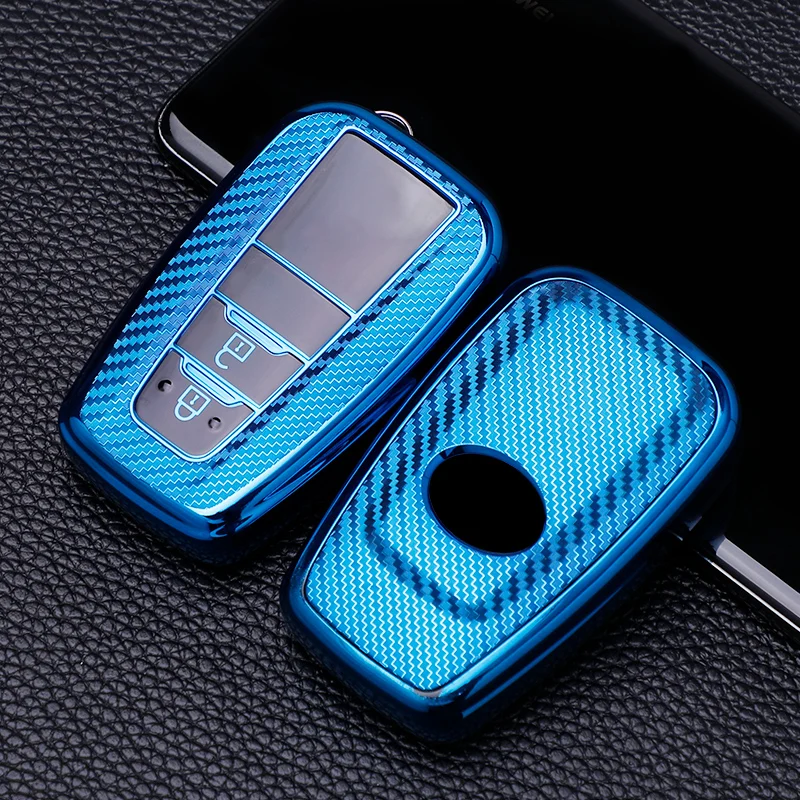 Car Smart 2 Button Key Case Cover Bag Keychain for Toyota Avalon Camry RAV4 Prius CHR C-HR Corolla Land Cruiser Prado