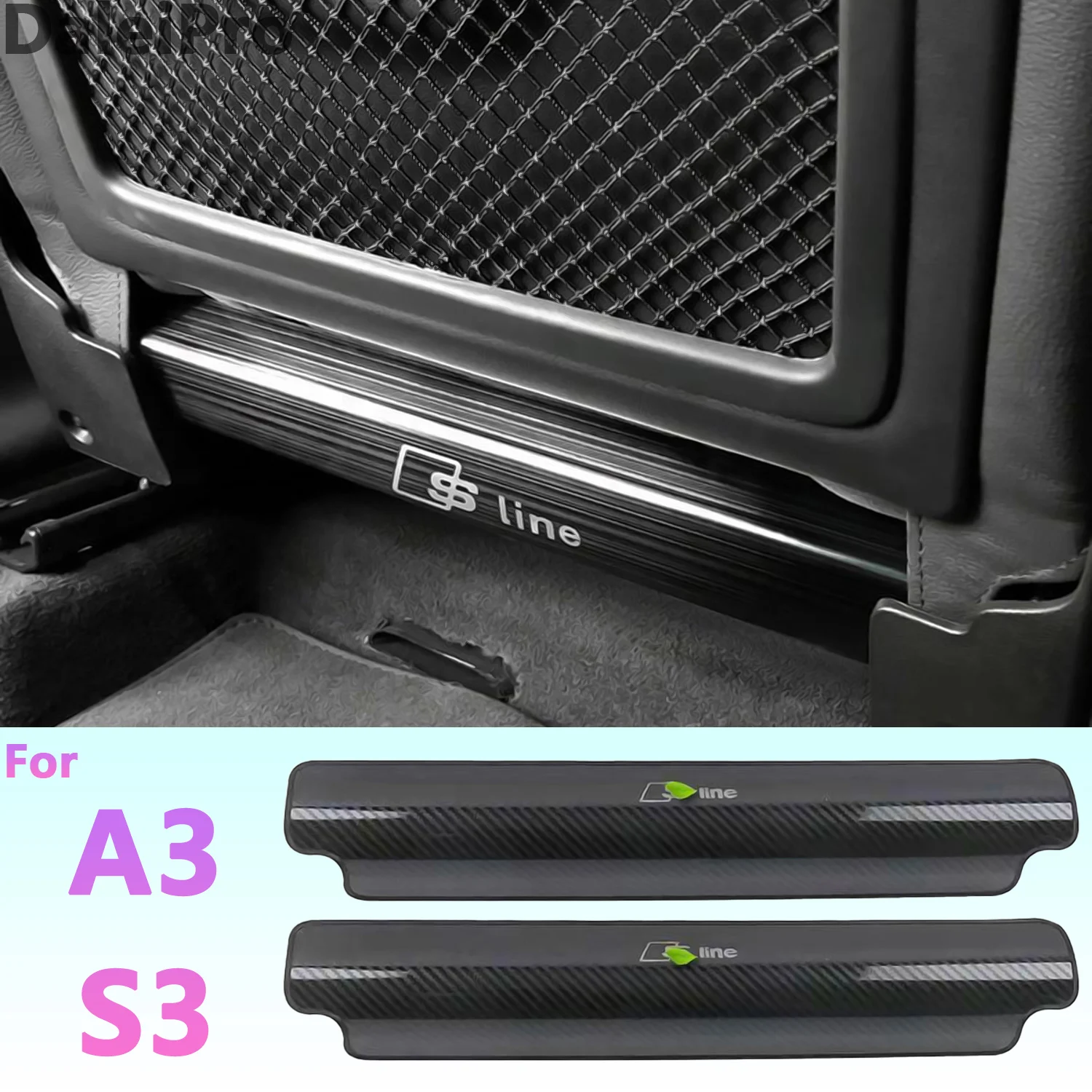 For Audi A3 S3 2014-2018 2019 2022 2023 Car Rear Seat Anti-Kick Pad Metal Protector Pad Backseat Protective Covers Accessories