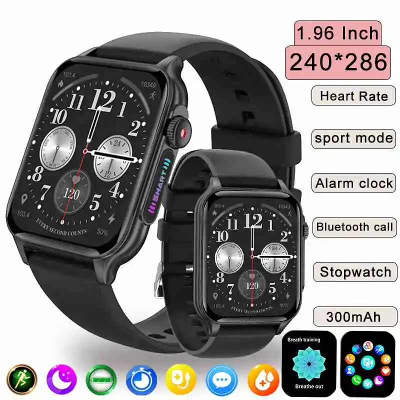 

New Custom Dial 1.96 inch Full Screen Touch Smart Watch Women Men Bluetooth Music Bracelet Ambient light Waterproof smartwatch