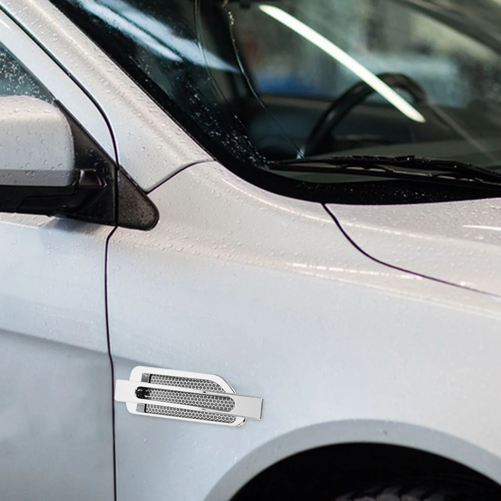 

1 Pair Universal Car Side Mesh Vent Stickers Waterproof Dustproof Hood Decals For Cars Easy Install Car Vent Decoration