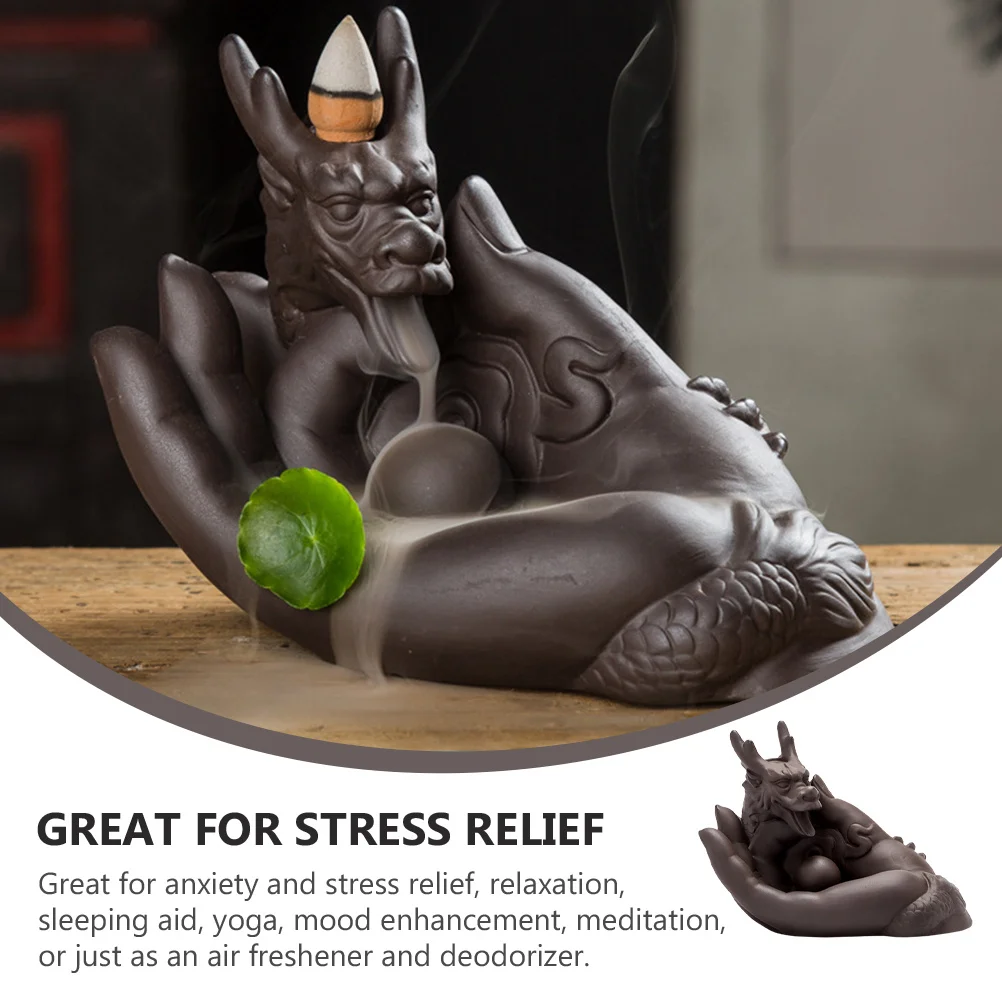

Backflow Incense Holder Dragon Style Ceramic Incense Burner Aromatherapy Ornament for Home Relaxation Meditation Sleep Aid