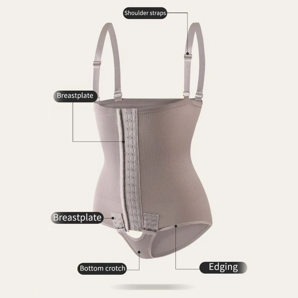 Bodysuit Wanita Seamless Shapewear Multi-rows Hook Open Crotch Pelangsing Sheath Flat Hip Lift High Compression Waist Trainer Lady