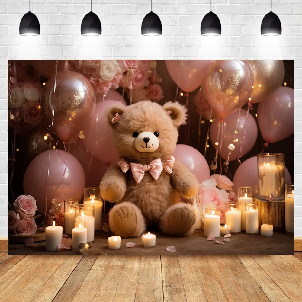 Board Teddy Bear Background Cake Decoration Baby Shower Photo Backdrop Children\'s Birthday Party Customized Photography Props