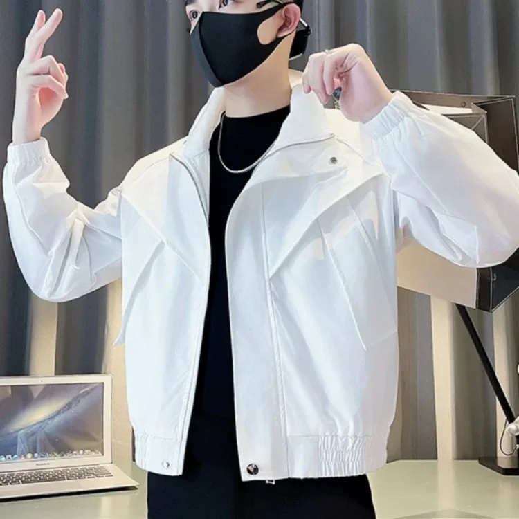 

New Advanced Faionable Stand Collar Men's Jaet Casual Versatile ort Workwear Coat Spring Autumn Sli Trendy Brand