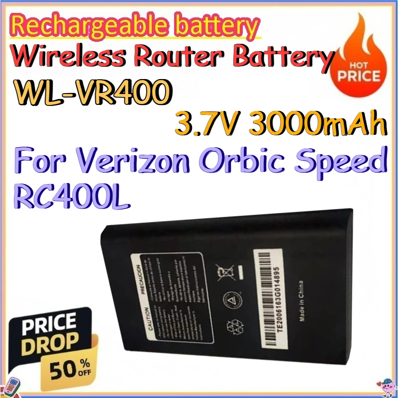 

WL-VR400 3.7V 3000mAh Wireless Router Battery for Verizon Orbic Speed RC400L Replace Rechargeable Lithium-ion Battery