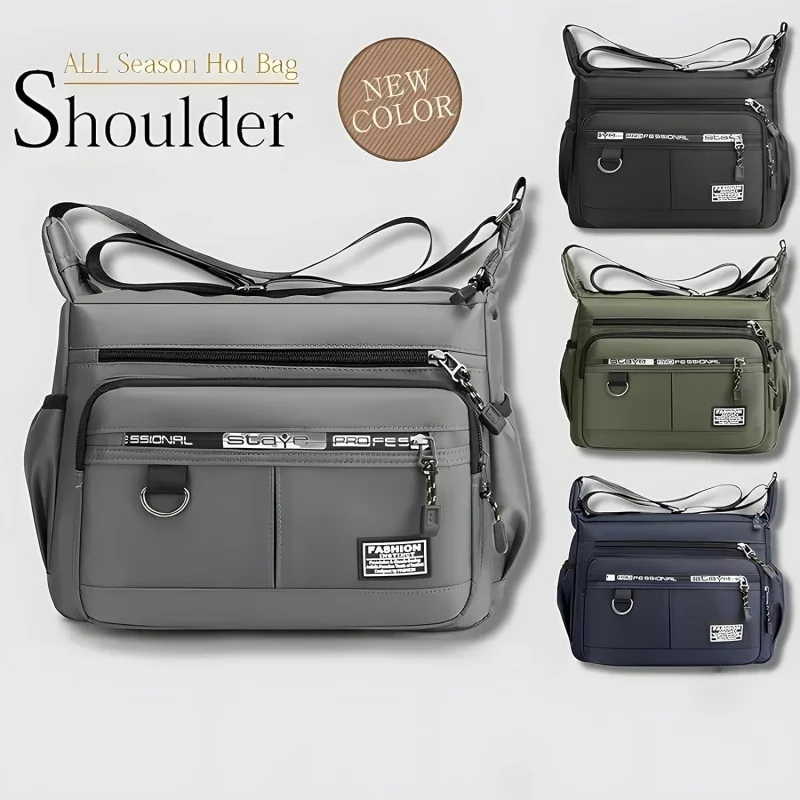 Men's Messenger Crossbody Bags Fashion Waterproof Shoulder Bag Light Leisure Bag Nylon Small Sling Pack Work Business Satchel