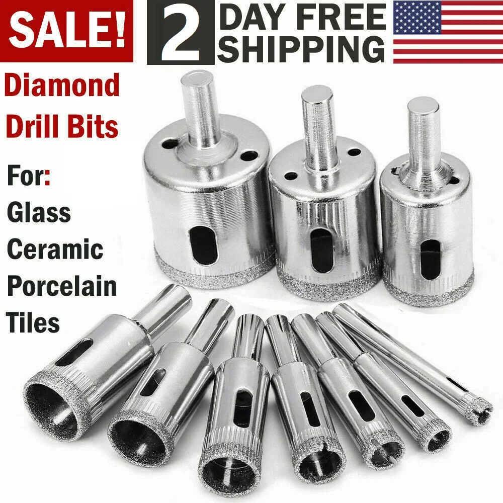 Diamond Drill Guide Included 10 Pieces 0.31 - 2 Inches Kitchen