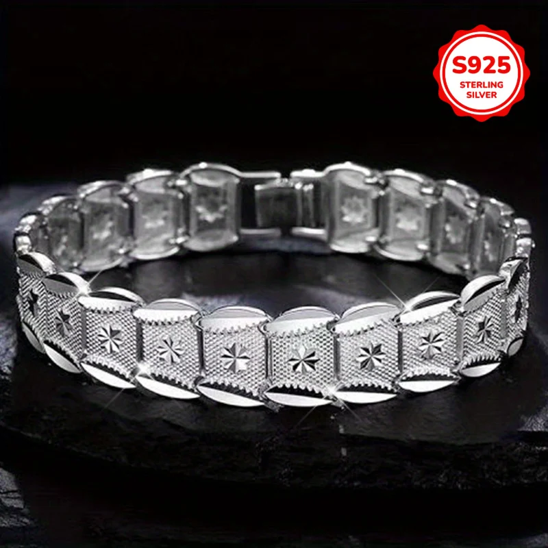 925 Pure Sterling Silver Euro Coin Pattern Bracelet