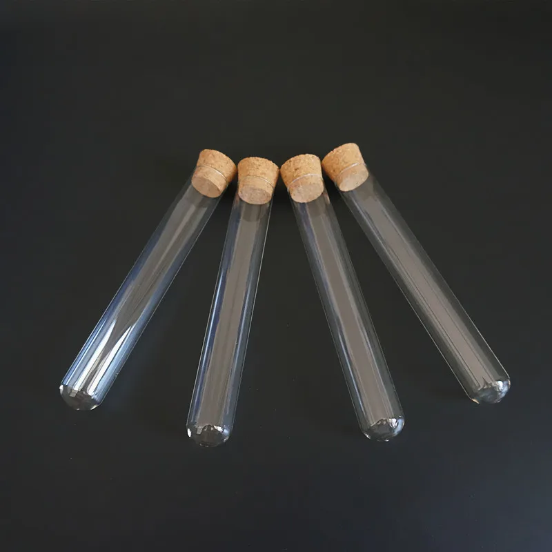 24Pcs/Pack Lab 15x100mm Clear Round Bottom Glass Test Tubes with Cork for Laboratory Experiment