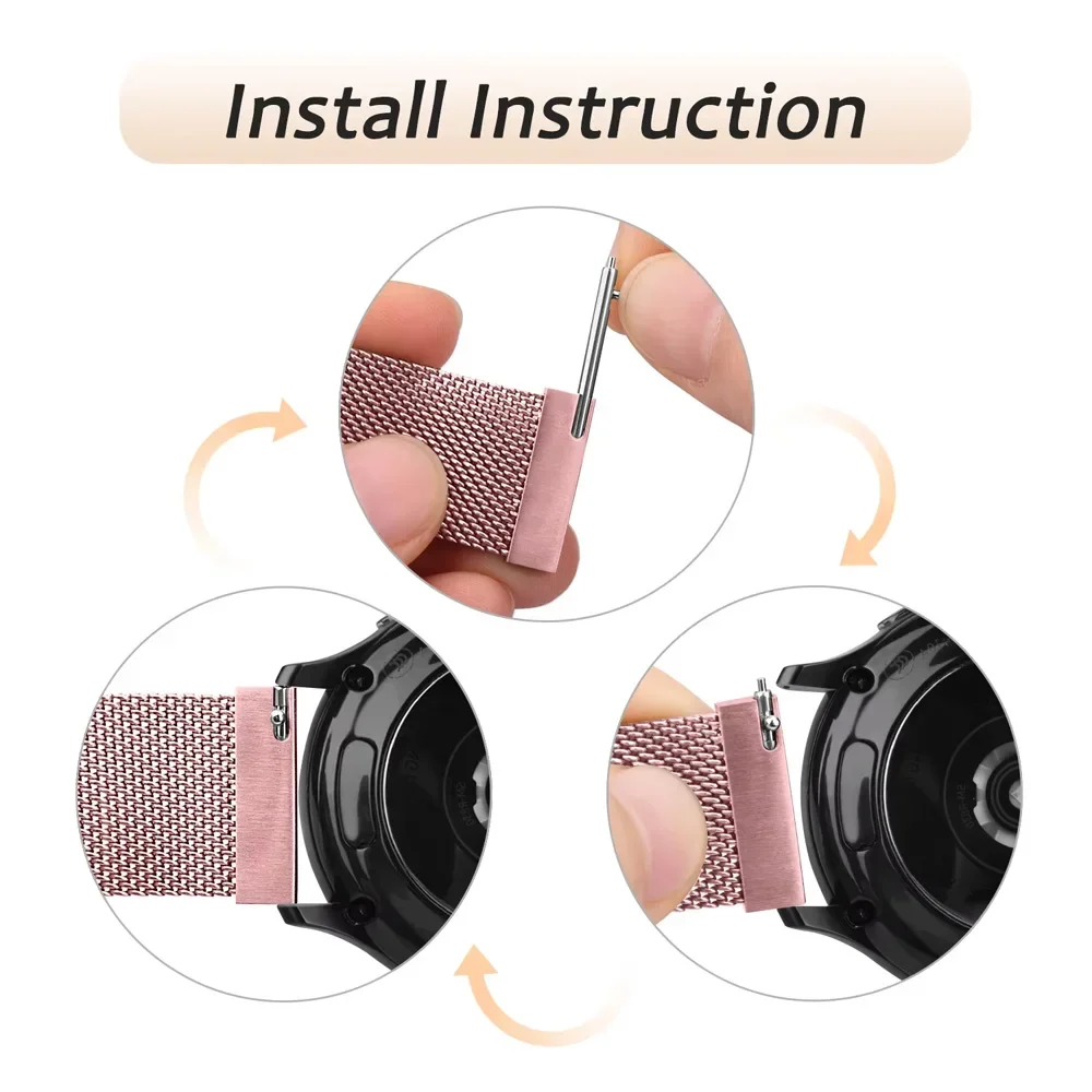 20mm 22mm Metal Milanese Strap for Oneplus Watch 4/Lite OPPO X3-S-X2 Comfortable Magnetic Adjustable Band Xiaomi Watch 5 S5-4-3