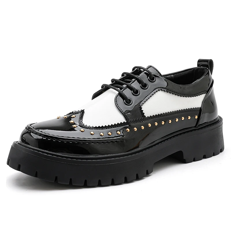 Men Casual Office Business Formal Oxford Thick Bottom Dress Shoes Men Gentleman Outdoor Patent Leather Wedding Shoes Fashion
