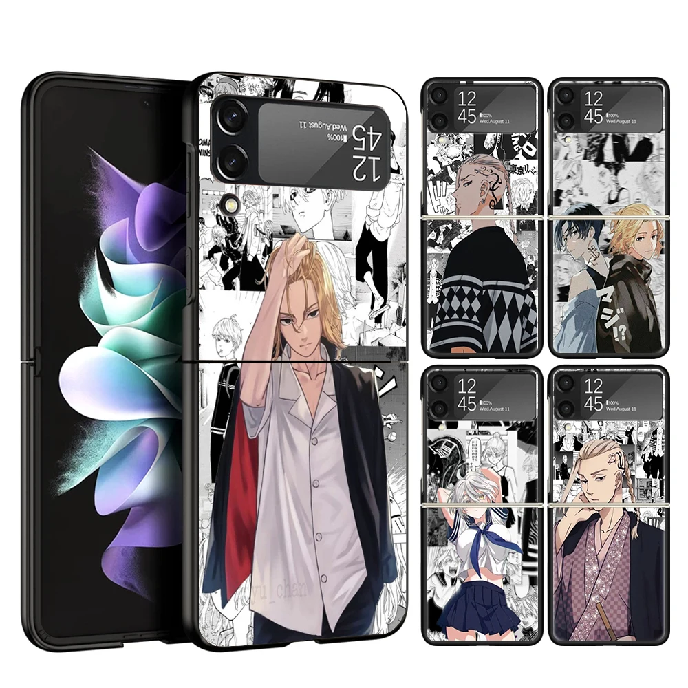 Anime Tokyo Aevengers Cover Phone Case For Samsung Galaxy Z Flip 6 5 4 3 5G Flip6 Flip5 Flip4 Flip3 Black Hard Fundas Shell