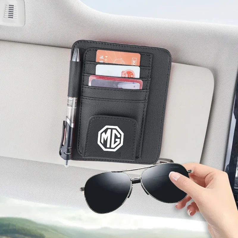 Car Sun Visor Glasses Holder Card Clip Organizer Anti-Scratch Storage For MG ZS MG4 EV MG HS MG3 MG5 EV Marvel R MG ONE