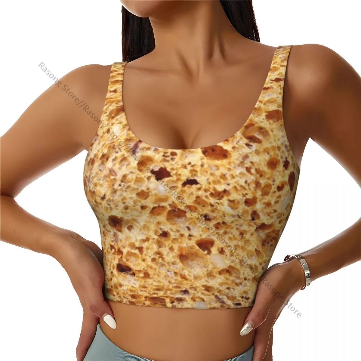 Women Sexy Sports Vest Bread Grains Female Streetwear Sport Lingerie Tee Crop Top