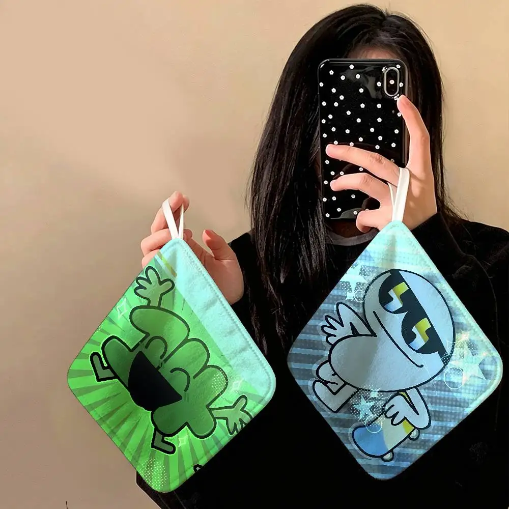 Custom BFDI Battle for Dream Island Hanging Style Hand Wiping Towel, Polyester Cotton, Anti-fade for Indoor Kitchen Living Room