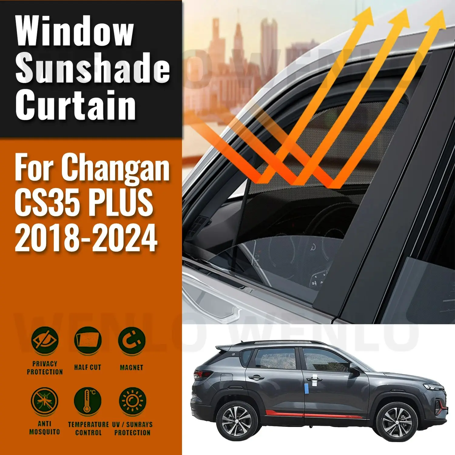 

For Changan CS35 PLUS 2018 2019 2020 2021 2022 2023 2024 Car Window Sunshade Uv Protection Auto Curtain Sun Shade Visor Net Mesh