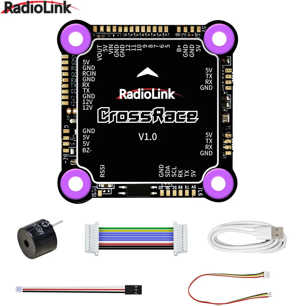 Radiolink CrossRace Flight Controller 12CH Output OSD Integrated, Compatible 4-in-1 ESC Plug-and-play and 2-8 Axis Multirotor