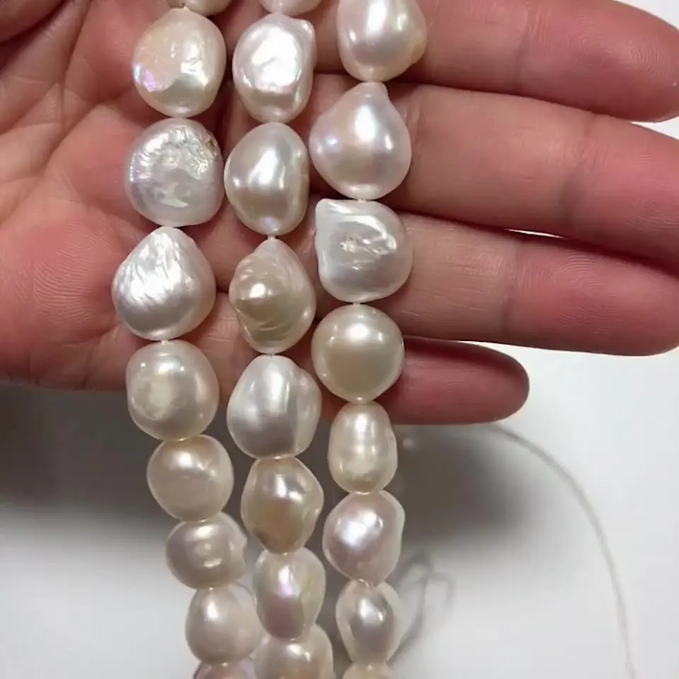 

11-13mm White Cultured Baroque Pearl Irregular Freshwater Loose Pear