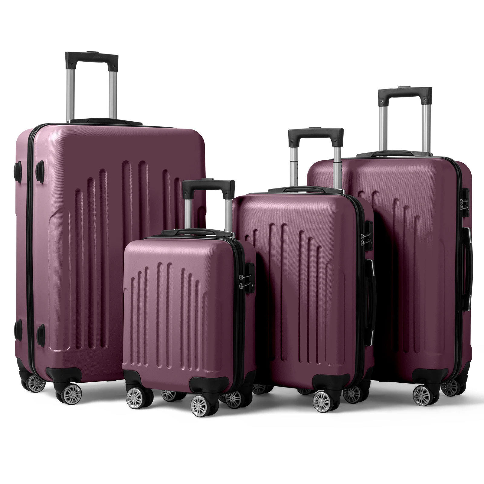 Curved Vertical Stripes 4-in-1 Trolley Case - Violet