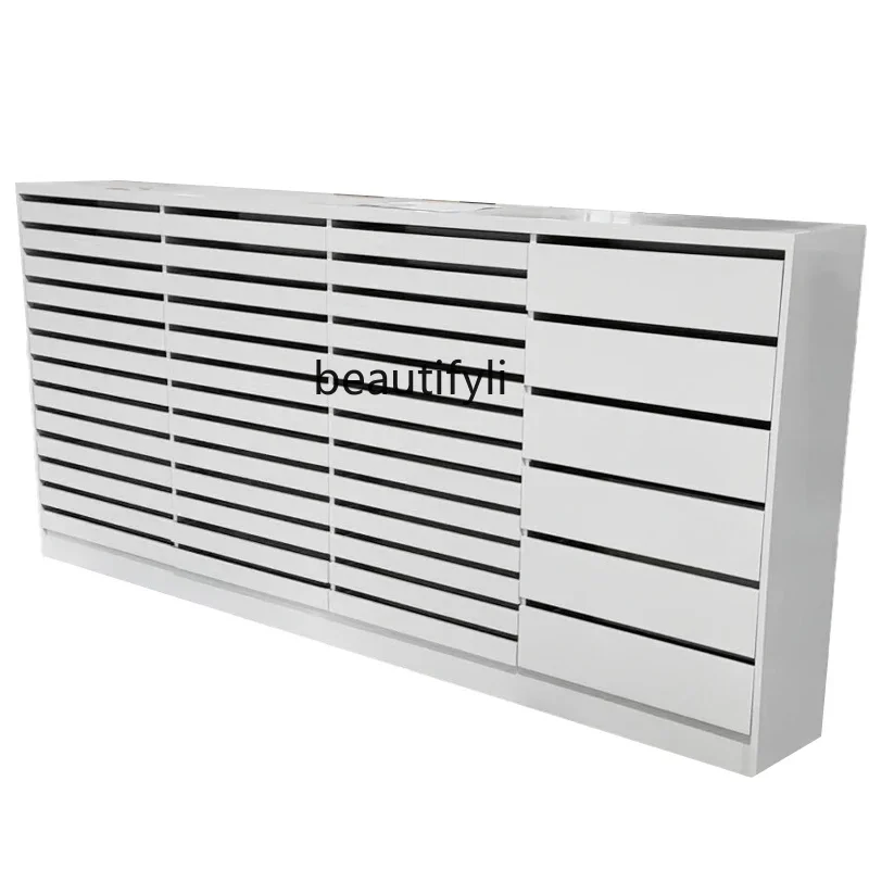 Modern Minimalist Nail Salon Display Floor Cabinet UV Polish Storage Wall Cabinet Nail Polish Color Plate Manicure