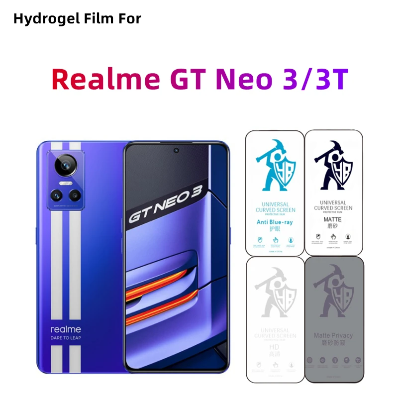 

2 шт. матовая гидрогелевая пленка для Realme GT Neo 3 HD защитная пленка для экрана Realme GT Neo 3T уход за глазами антишпион матовая защитная пленка