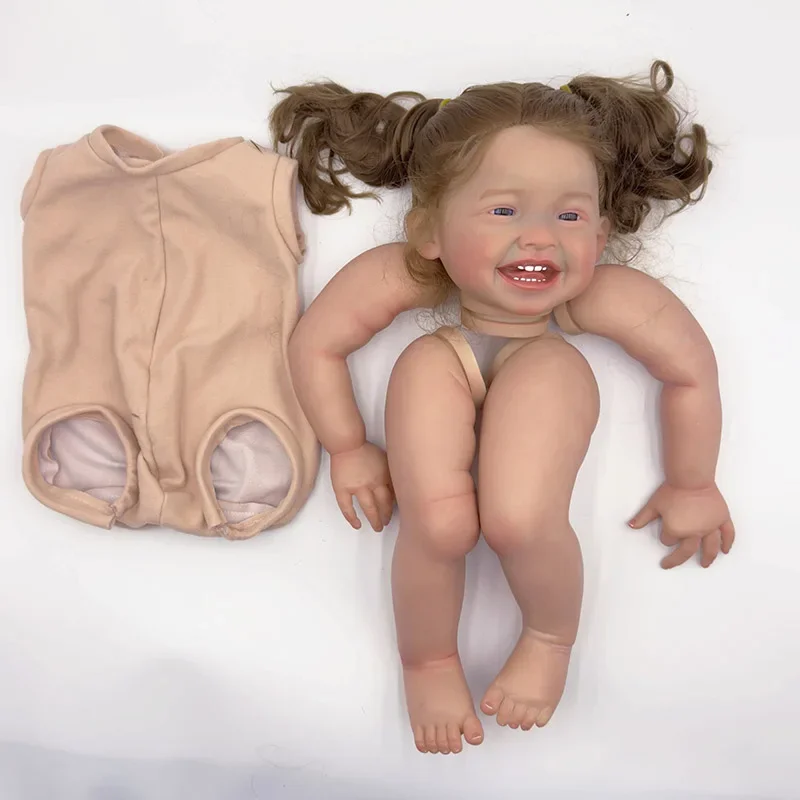 

24inch Huge Size Mila Already Painted Reborn Doll Kit Parts 3D Painted Skin Many Visible Veins with Pacifier Gift and Cloth Body