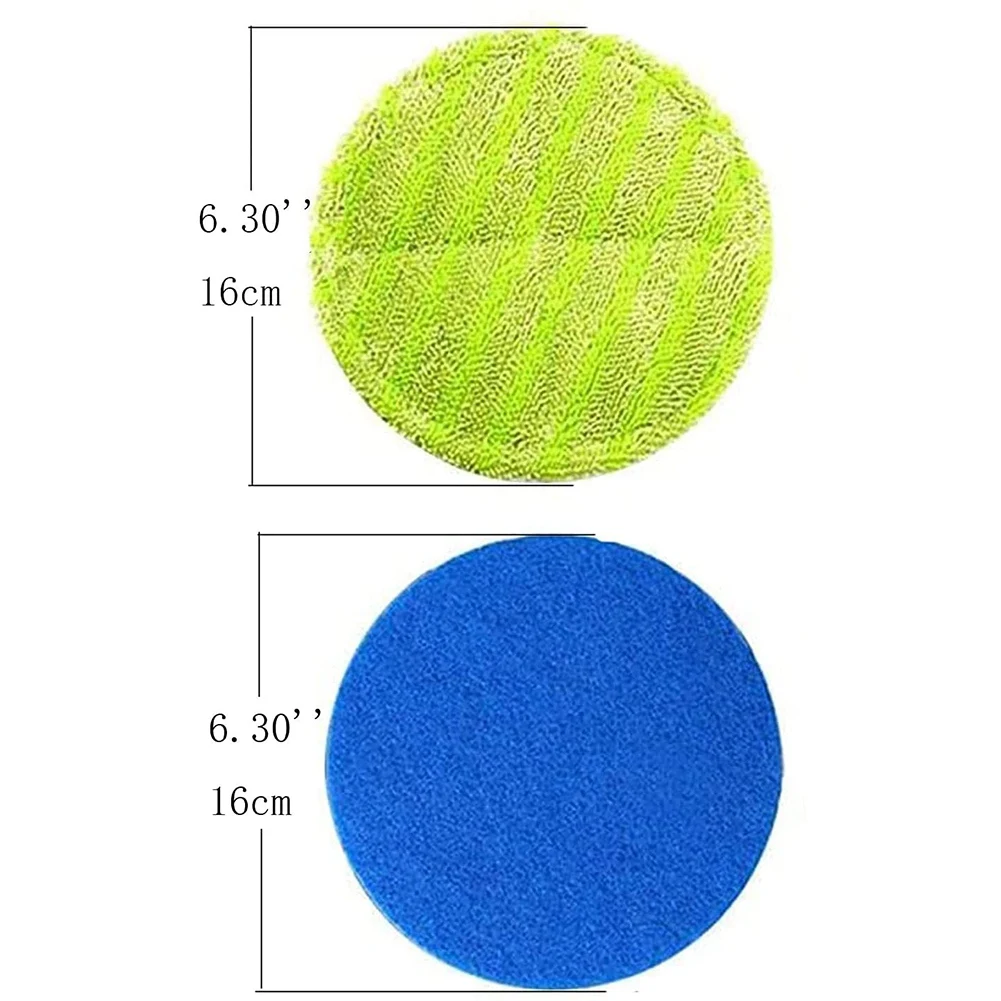 8Pcs Replacement Pad for Cordless Electric Rotary Mop Sweeper Wireless Electric Rotary Mop Scrubber Pad, Blue+Green
