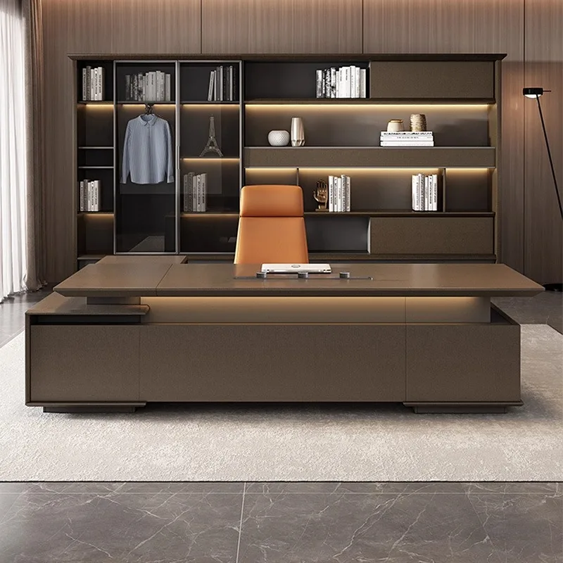 Luxury Executive Desk Set for Office Use High-End Manager Director CEO Workstation Table and Chair Combination
