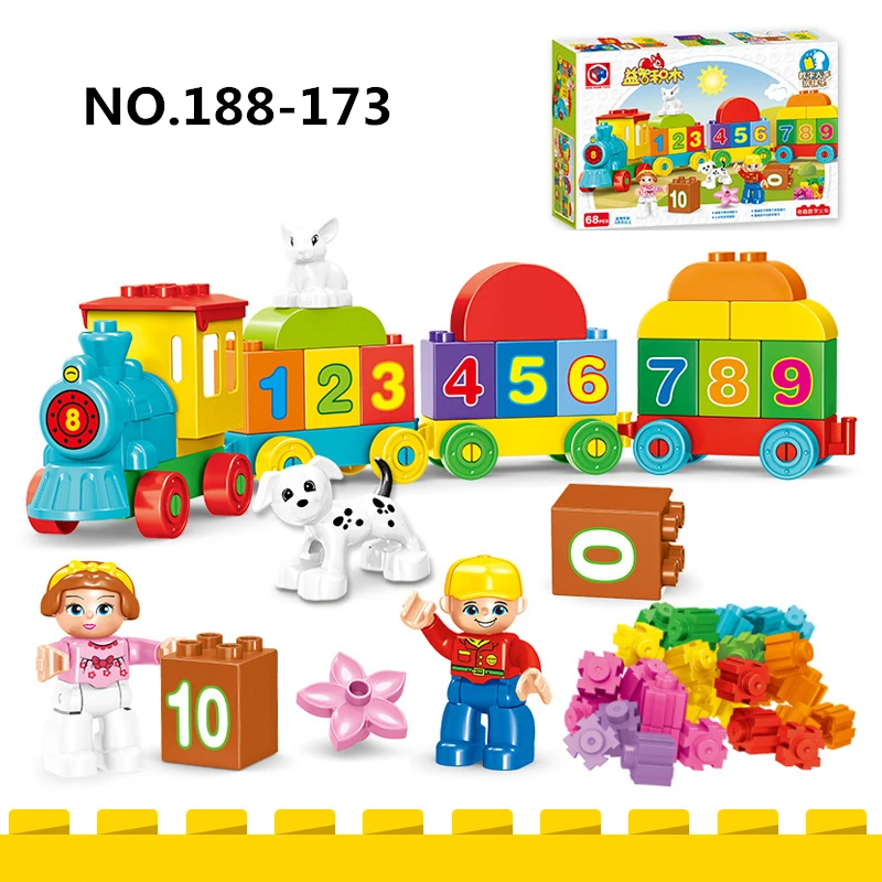 68 قطعة/المجموعة/مجموعة مكعبات بناء الجسيمات الكبيرة قطار رقمي إبداعي ملون ألعاب ألغاز التعليم المبكر للأطفال هدايا عيد الميلاد