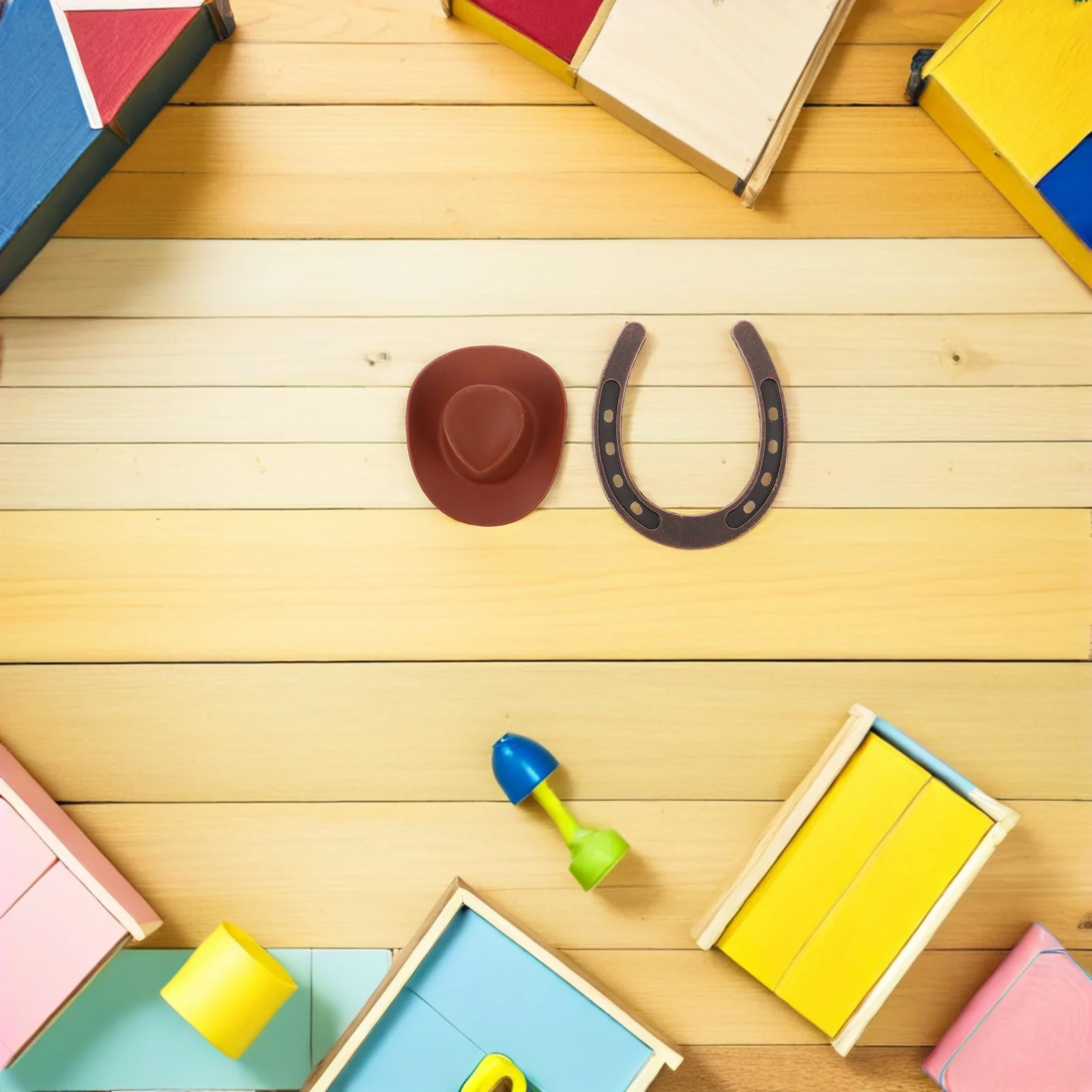 

1Set Horseshoe Birthday Decorations - Mini Cowboy Hats and Plastic Horseshoes for Western Party Theme - Rustic Table