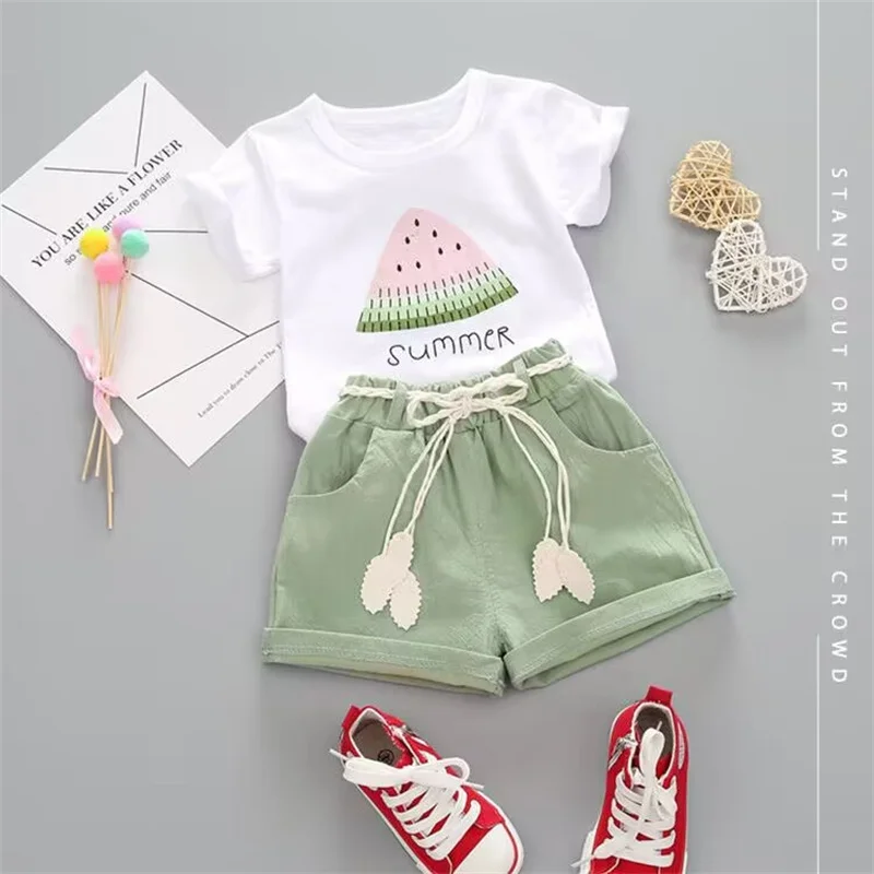 SUMMER NEW BABY WATERMELON SHORT SLEEVE TWO-PIECE 1-4 YEARS OLD LEISURE PRINTING DECORATION.