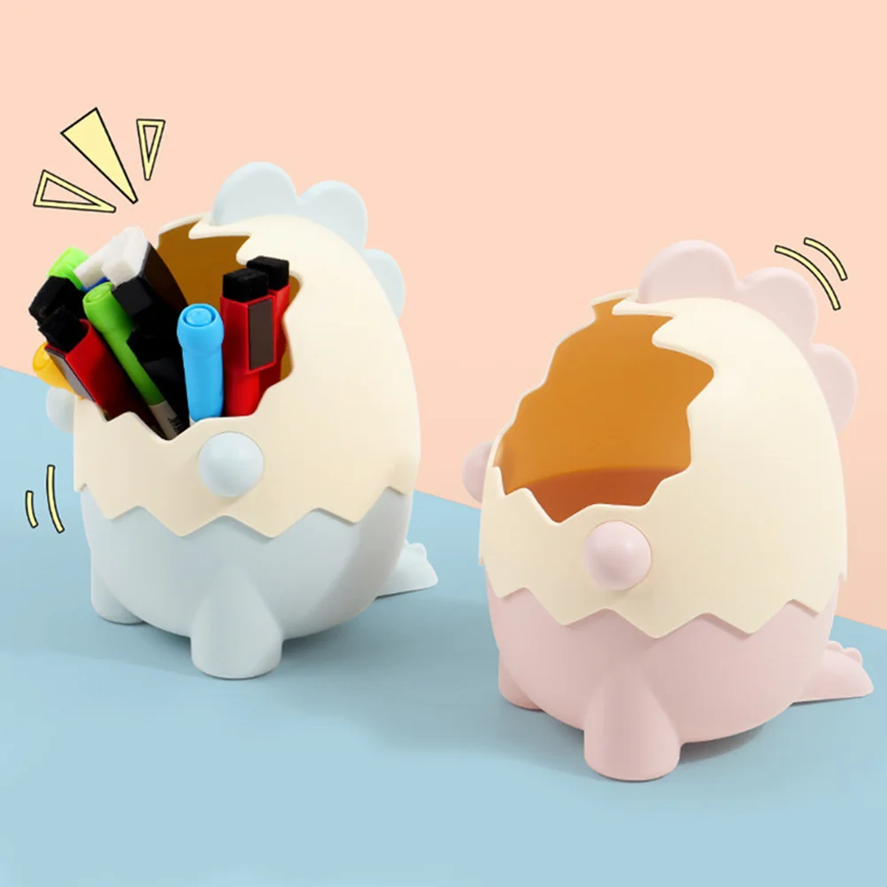 

Cartoon Dinosaur Egg Pencil Holder Large Capacity Desktop Organizer For Students Stationery Storage Plastic Pen Container