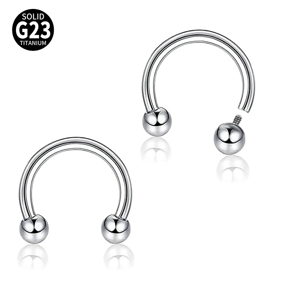 

2pcs G23 Titanium Septum Nose Rings 16G 6mm/8mm/10mm/12mm Hoop Helix Earrings Tragus Body Piercing Jewelry Women Men