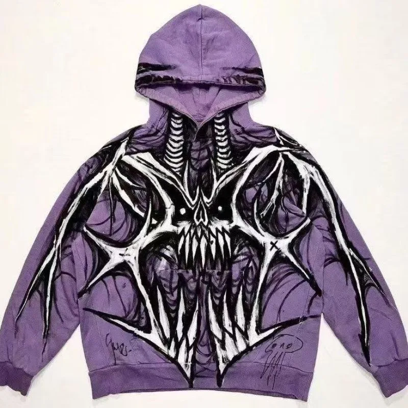 가을과 겨울 후드 애니메이션 만화 다크 커플 루즈 긴팔 빈티지 프린트 패션 심플 청년 활기찬 스웨터