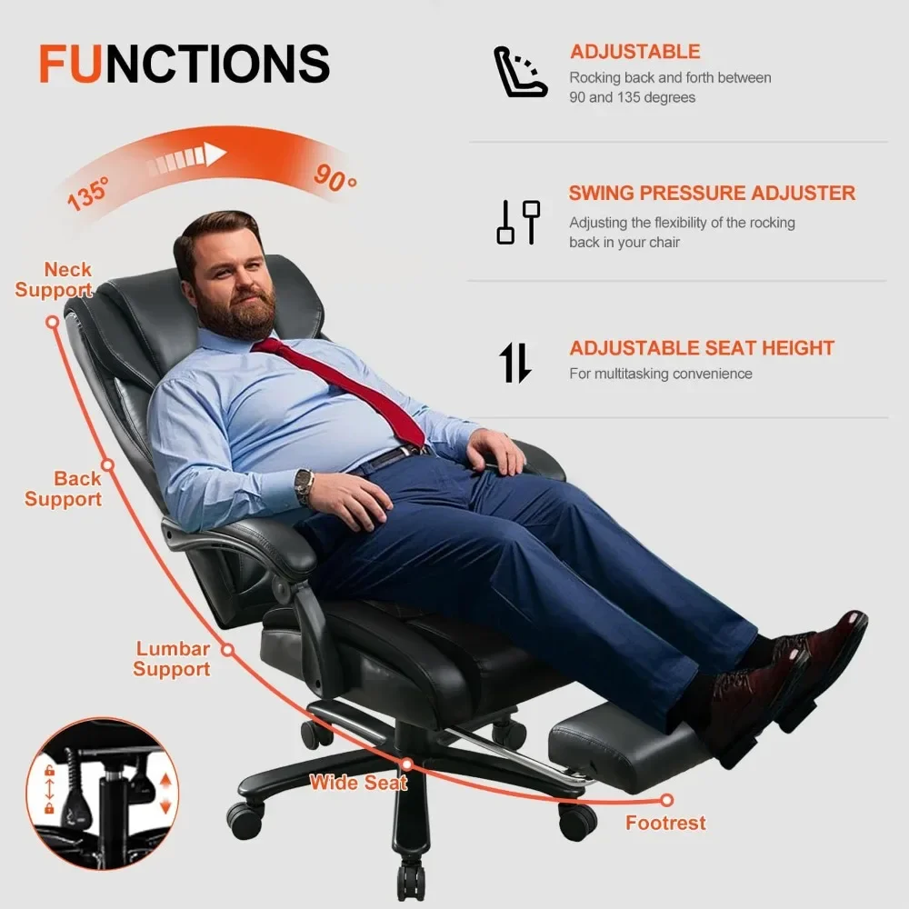 Extra Wide High Back Office Chair for Heavy People, Ergonomic Executive Heavy Duty Chairs