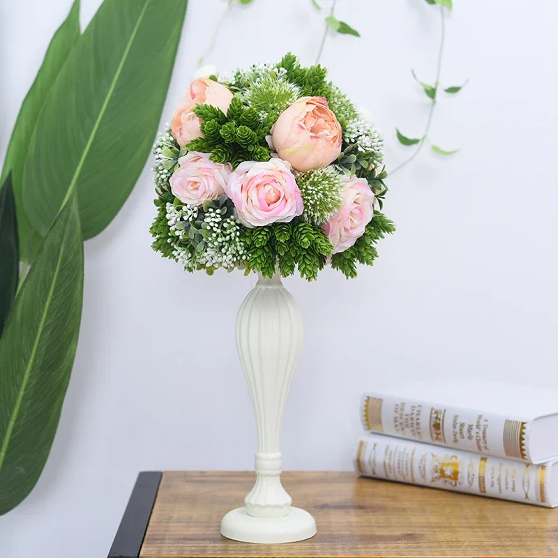 Wedding wooden table centerpiece flowers props with vase road lead flower ball decoration artificial flower hotel christmas deco