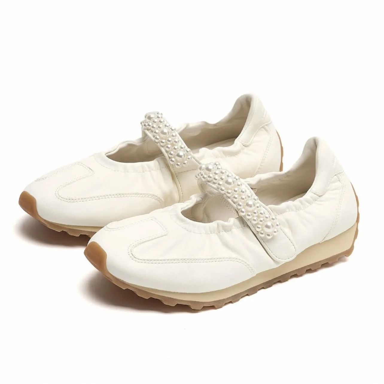 

Женские балетки на толстой подошве, новинка 2025, спортивный стиль, туфли Мэри Джейн на липучке с неглубоким носком