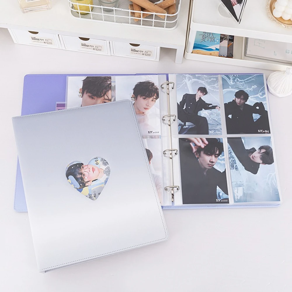 

Sweet Heart Cutout Binder A4 Macaron Gradient Card Album D-Ring Loose-Leaf Cute Photocard Holder for K-Pop Idol Photo Collection