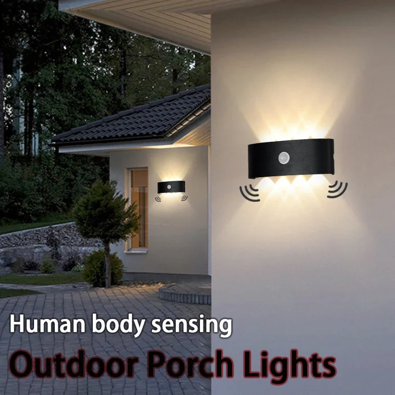 

6/8W PIR Motion Sensor Lamps LED Indoor Outdoor IP65 Aluminum Garden Porch Light Corridor Entrance Living Room Sconce Lights Hot