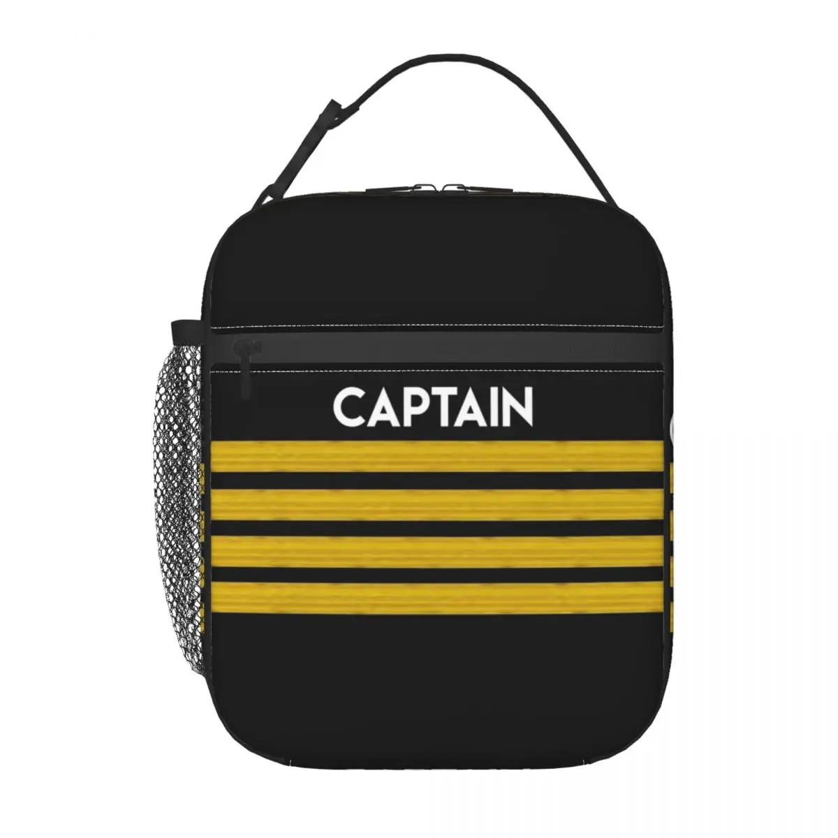 Captain Stripes Epaulettes Insulated Lunch Bags for School Office Aviation Airplane Pilot Thermal Cooler Bento Box Women Kids