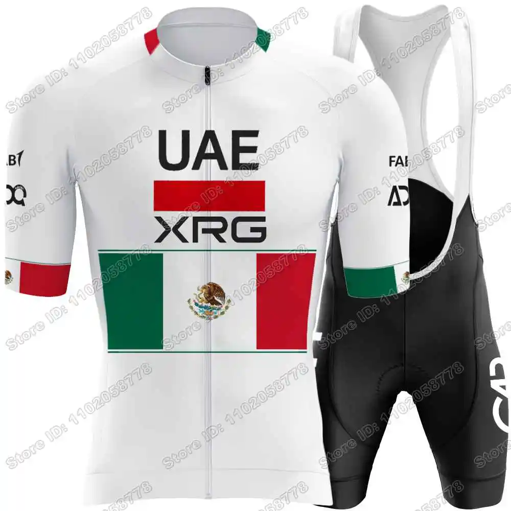 2026 المكسيك إسحاق ديل تورو طقم جيرسي لركوب الدراجات المكسيكي-بطل الإمارات العربية المتحدة فريق الدراجات ملابس الرجال الطريق دراجة قميص دراجة مريلة السراويل #3