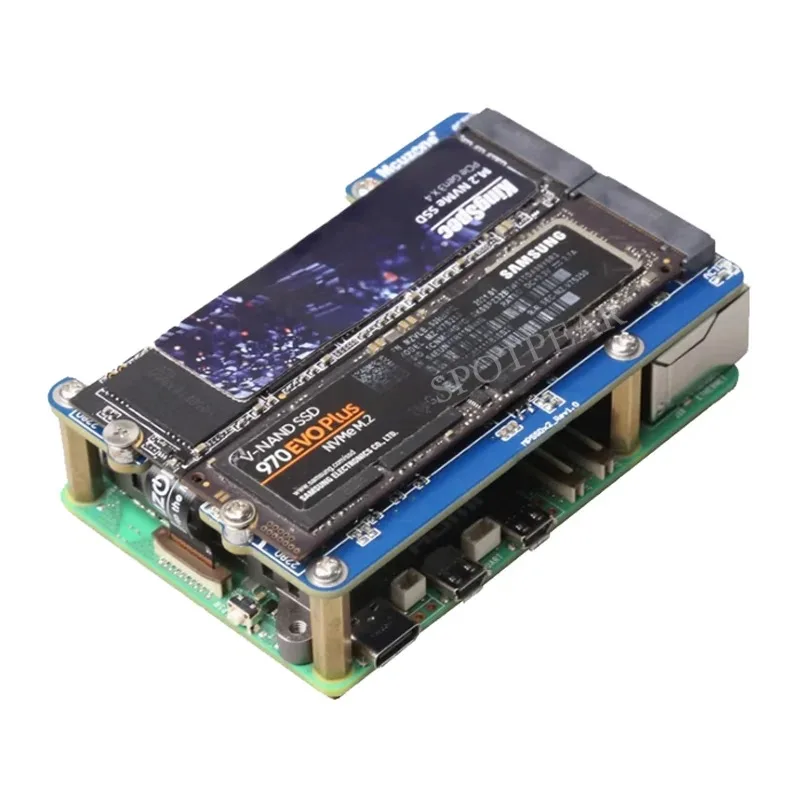 

Pi5 Double 2280 Raspberry Pi 5 PCIe to M.2 NVMe Dual SSD Adapter Board HAT MPS2280D