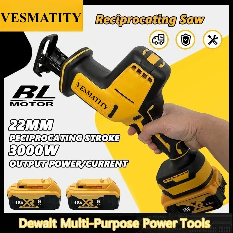 Cordless One-Handed Reciprocating Saw MAX* The Multi - Tasking Powerhouse for Swift Wood,Metal & Pipe Cutting For Dewalt Battery