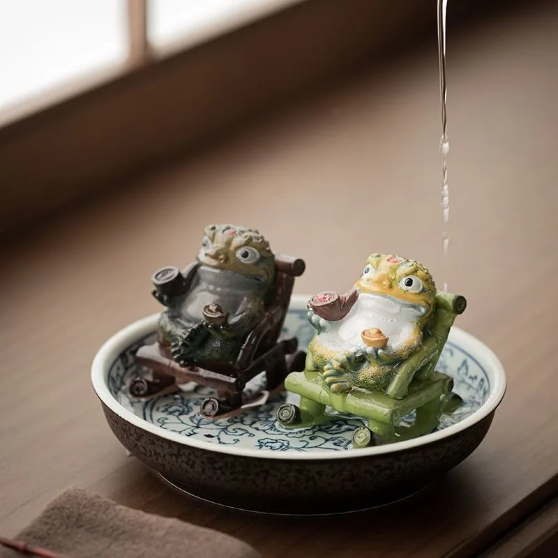 Ornement de théière Jinchan - Change de couleur à la chaleur - Grenouille porte-bonheur chinoise - Accessoire de décoration pour service à thé