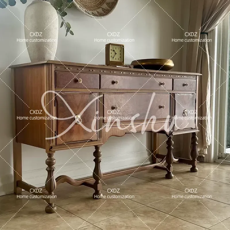 Medieval Solid Wood Porch Cabinet Living Room Entry Locker Old Home Dining Room Storage Side Cabinet