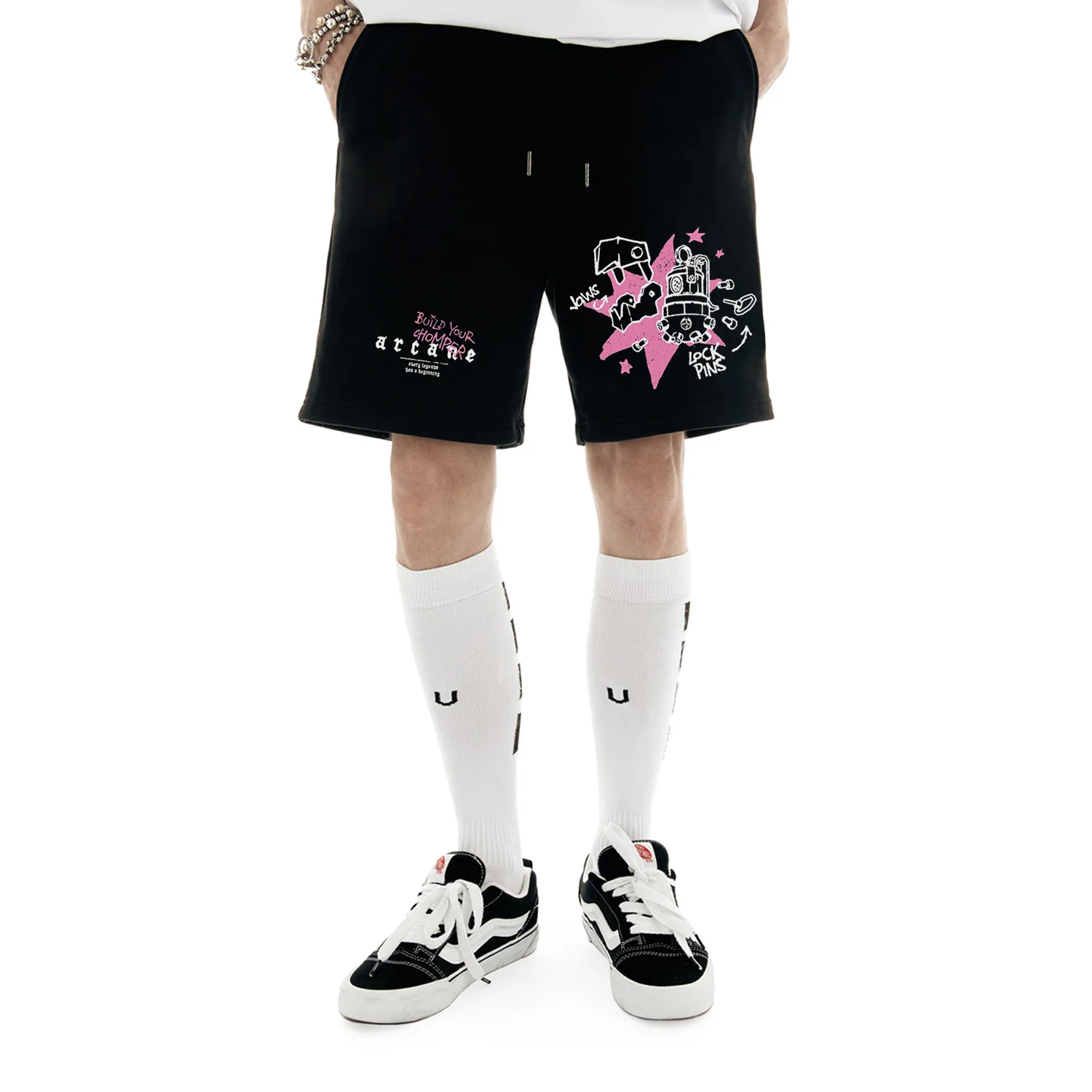 

Уличная одежда, мужские шорты с графическим принтом, большие джерсы, мешковатые шорты в стиле Харадзюку, Y2k, одежда унисекс, корейская мода, гот